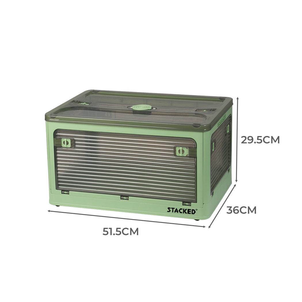 55L Storage Boxes Stackable Container M Green Medium-2018816677772398594