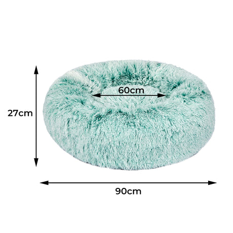 PaWz Pet Bed Cat Dog Donut Nest Calming L Teal Large-2018816774237196290