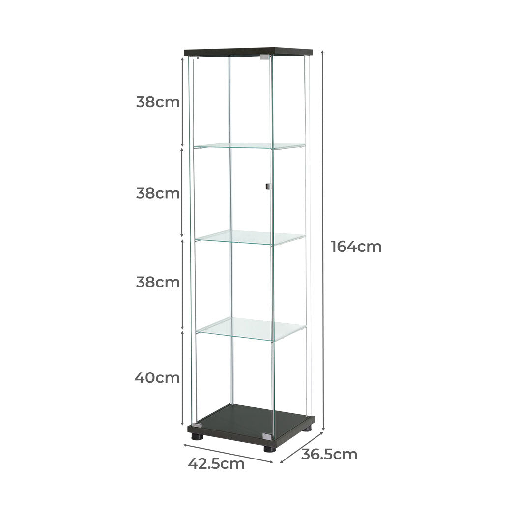 Stacked Display Storage Cabinet Glass Black-2006733282951172098
