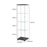 Stacked Display Storage Cabinet Glass Black - Front View
