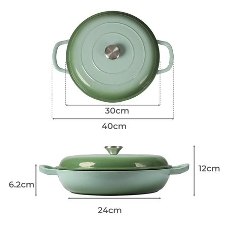 TOQUE 3.5L Enamel Dutch Oven Pan in Green Colour-2018816802724909058