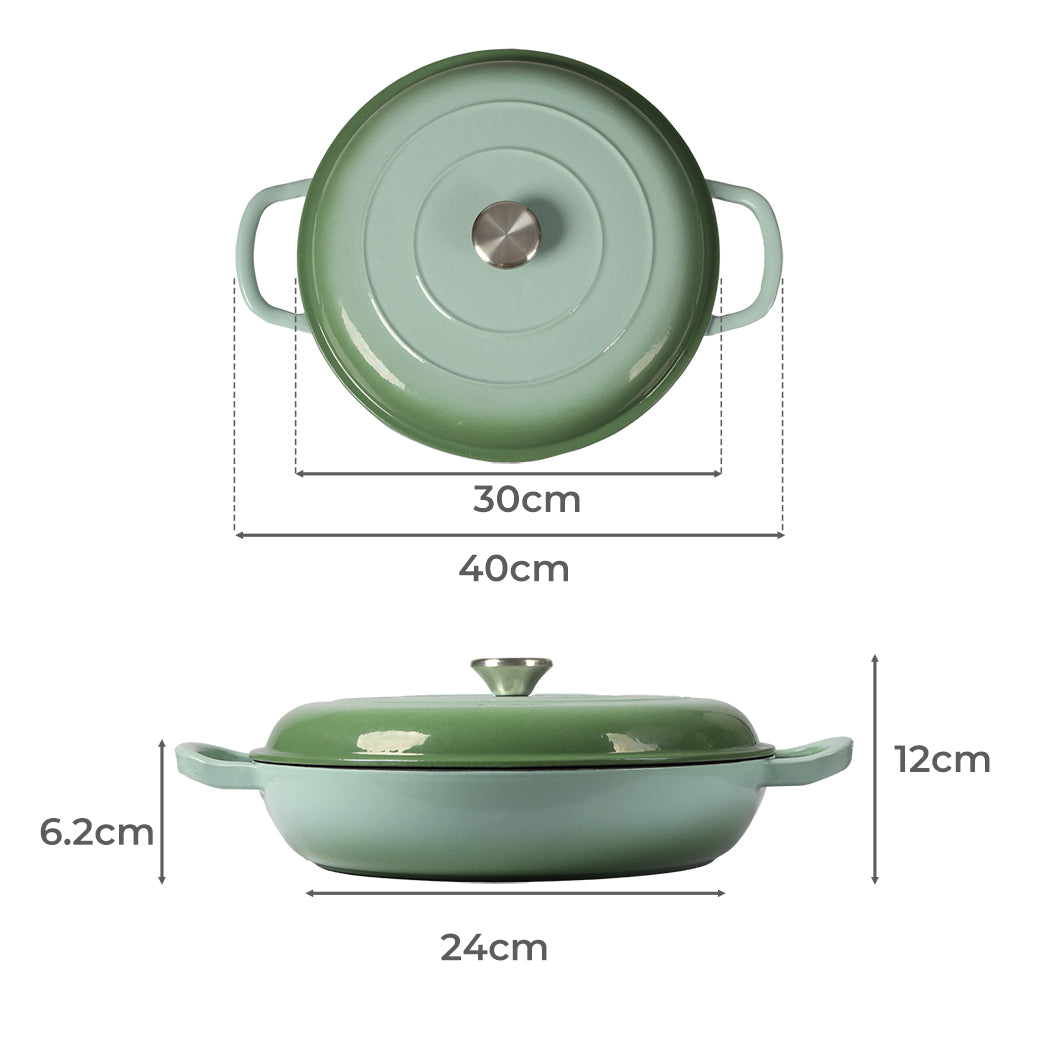 TOQUE 3.5L Enamel Dutch Oven Pan in Green Colour-2018816802724909058