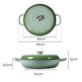 TOQUE 3.5L Enamel Dutch Oven Pan in Green Colour - Front View