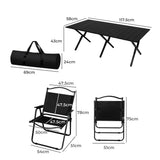 Levede Folding Camping Table Chair Set Black-2006733114986074114