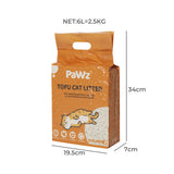 PaWz 2.5kg Tofu Cat Litter Clumping Natural x12 - Front View