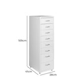 Levede Office Cabinet 8 Drawer Drawers White - Front View