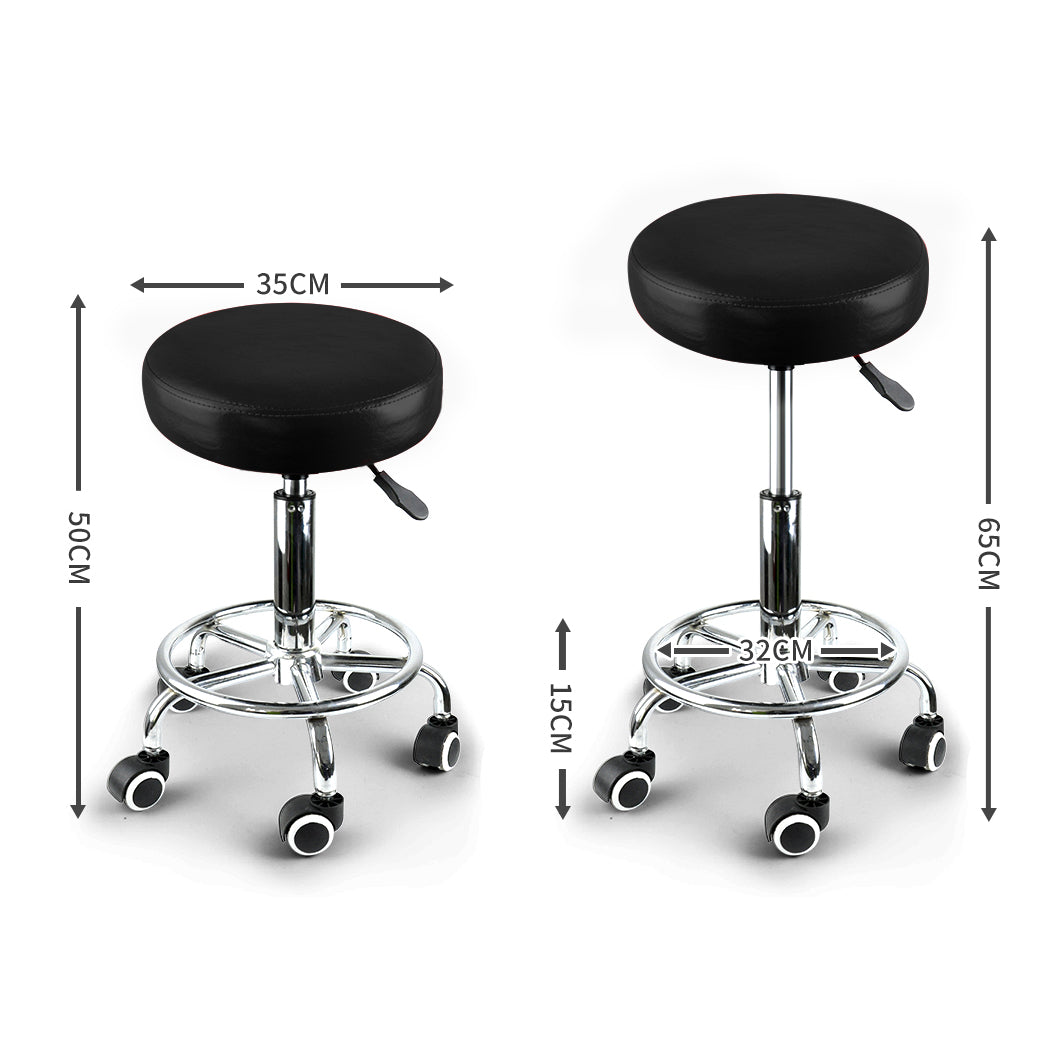 2x Levede Swivel Salon Barstool Hairdressing Black-1954802613006503938