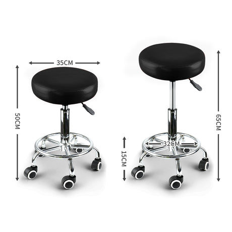 2x Levede Swivel Salon Barstool Hairdressing Black-1954802613006503938