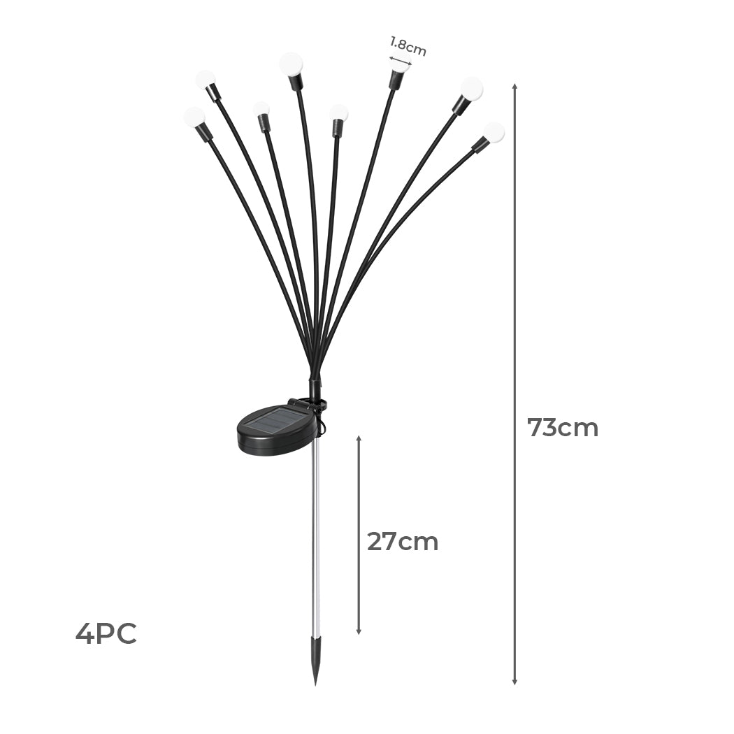 Firfly Solar Lawn Lights 8LED 4PC Outdoor Black-2006733079753920514