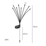 Firfly Solar Lawn Lights 8LED 4PC Outdoor Black - Front View