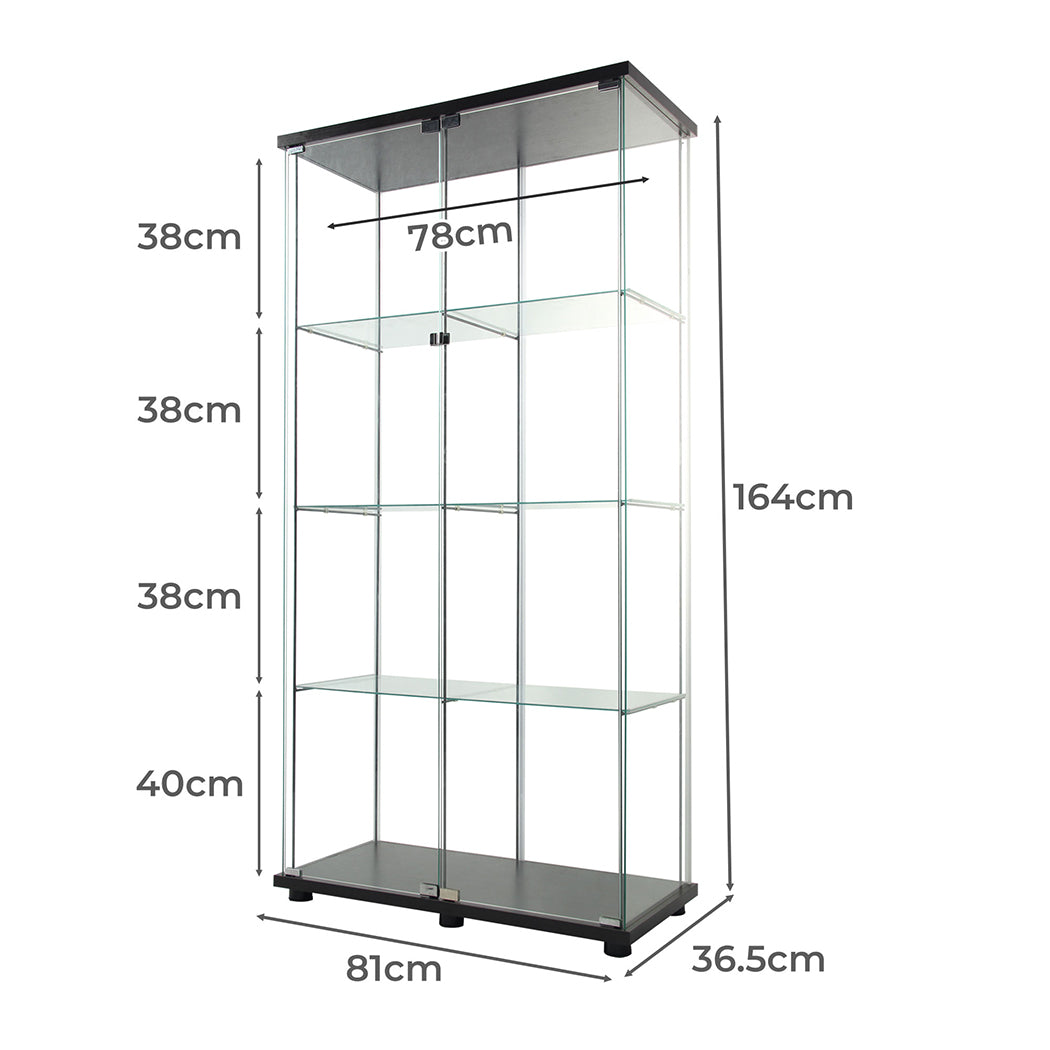 164cm Glass Display Cabinet 2 Doors-1954802343254036482