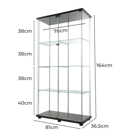164cm Glass Display Cabinet 2 Doors-1954802343254036482