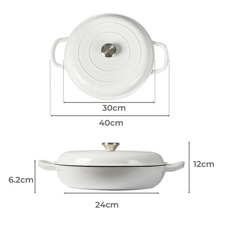 TOQUE 3.5L Enamel Dutch Oven Pan in White Colour-2018816806898241538