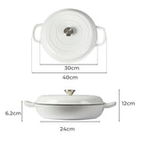 TOQUE 3.5L Enamel Dutch Oven Pan in White Colour - Front View