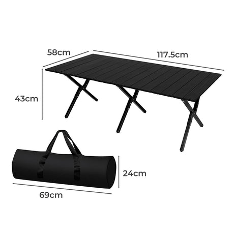 Levede Folding Camping Table Portable Black-1954802884084371458