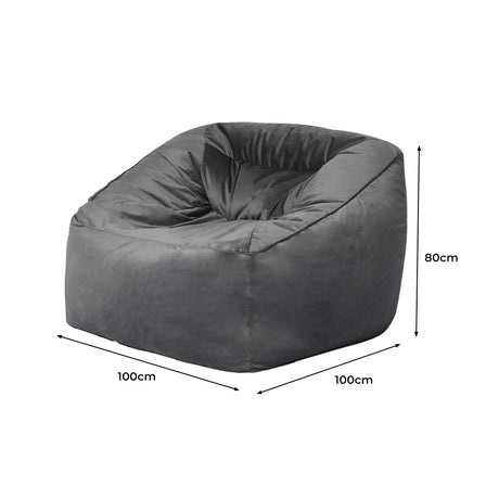 Marlow Bean Bag Chair Cover Soft Velvet Dark grey-1954802910319742978