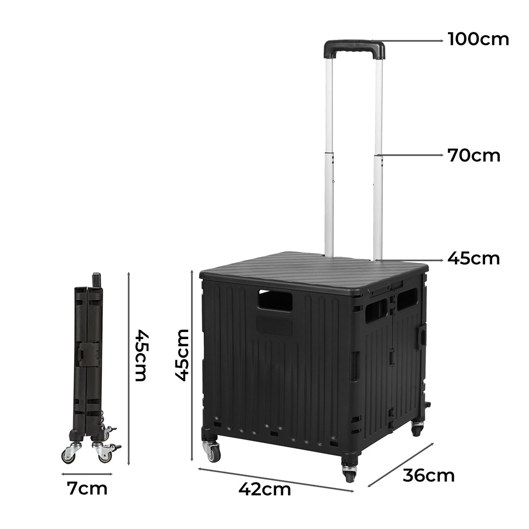 Folding Shopping Trolley Cart Portable Black-2006733034182807554