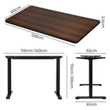 Levede Motorised Standing Desk Adjustable 120cm Walnut 800x 1.5MM - Front View