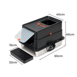 Pawz Stainless Steel Large Enclosed Cat Litter Box - Front View