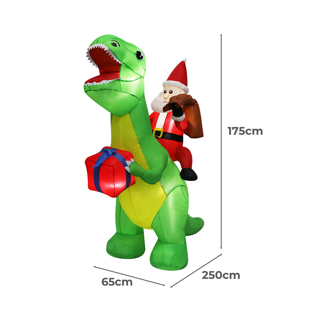 Santaco Christmas Inflatables Outdoor Santa Claus Riding Dinosaur Lights D�cor-2006733355185475586