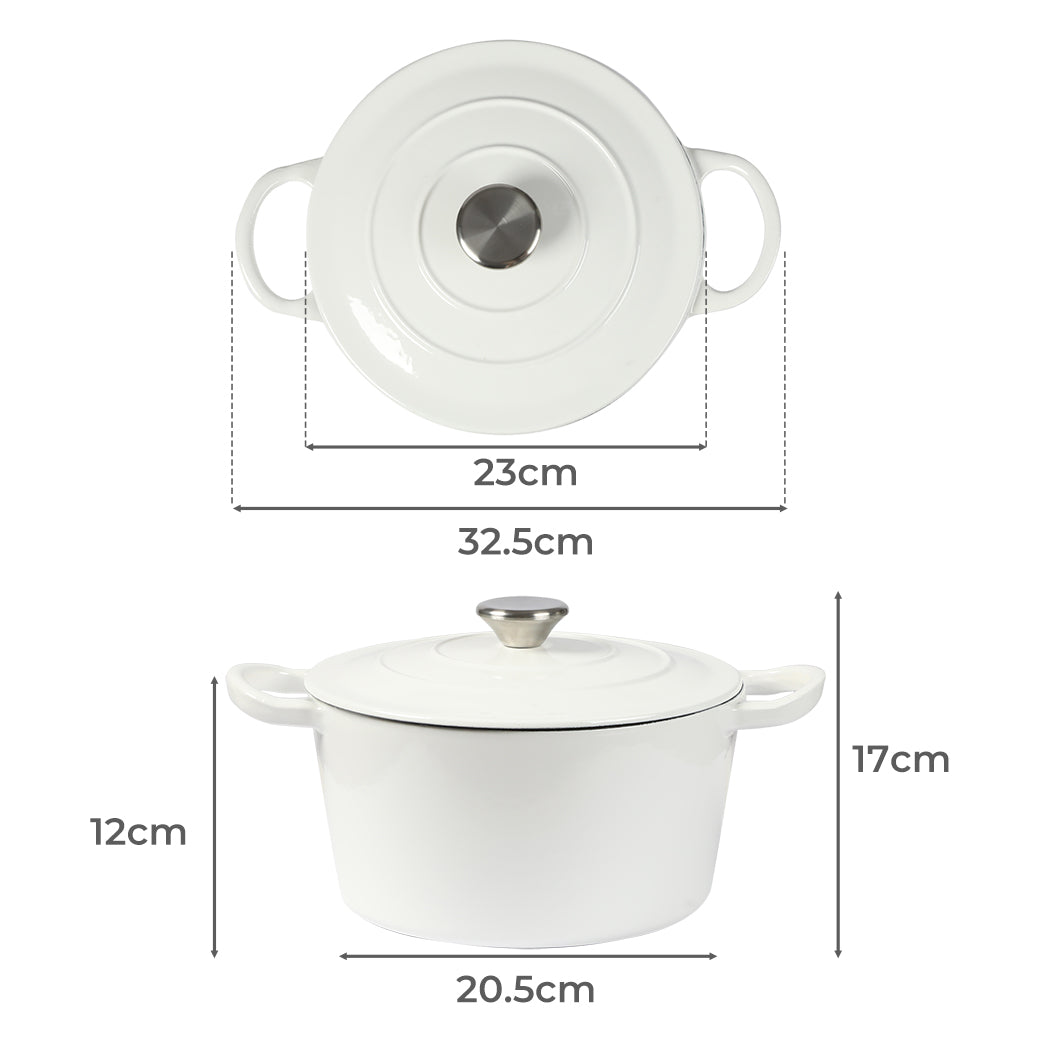 TOQUE 4L Enamel Dutch Oven Pot in White Colour-2018816786526507010