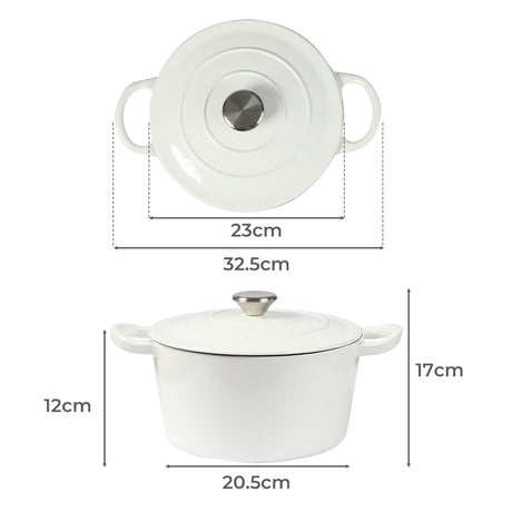 TOQUE 4L Enamel Dutch Oven Pot in White Colour-2018816786526507010