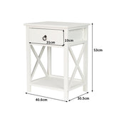 Levede 2x Bedside Tables Drawers Side - Front View