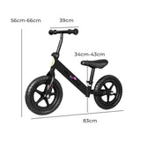 BoPeep Kids Balance Bike Ride On Toys Black - Front View
