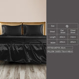 DreamZ Silky Satin Sheets Fitted Flat Queen Black - Front View