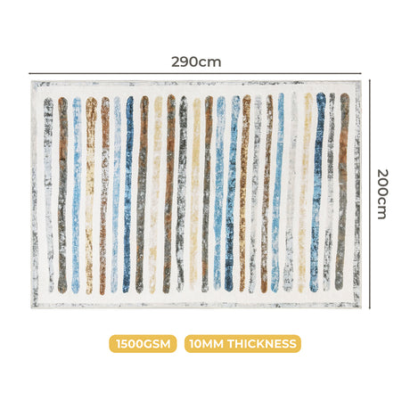 Marlow Floor Rug Short Pile Washable Carpet Soft Plush Non Slip Stripe 200x290-2006732847481753602