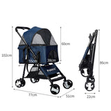 PaWz Large Pet Stroller Dog Cat Carrier Blue - Front View