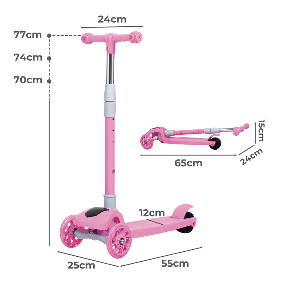 Bopeep Foldable Kids Scooter LED Music Pink-2006732821967802370