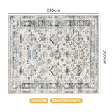 Marlow Floor Rug Vintage Short Pile Washable Carpet Soft Plush Non Slip 200x230 - Front View