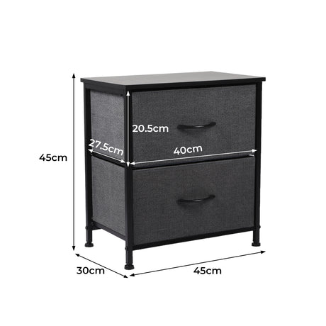 Levede Storage Cabinet Chest of 2 Drawers Dark Grey-2018816789273776130