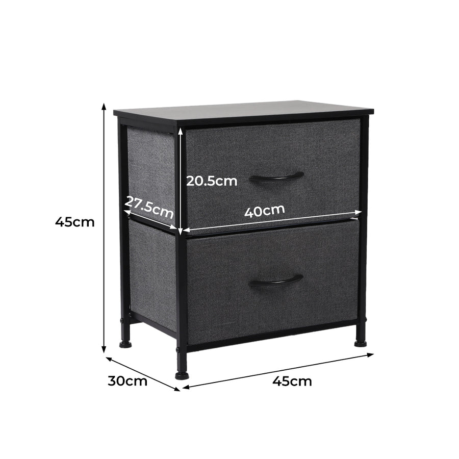 Levede Storage Cabinet Chest of 2 Drawers Dark Grey-2018816789273776130