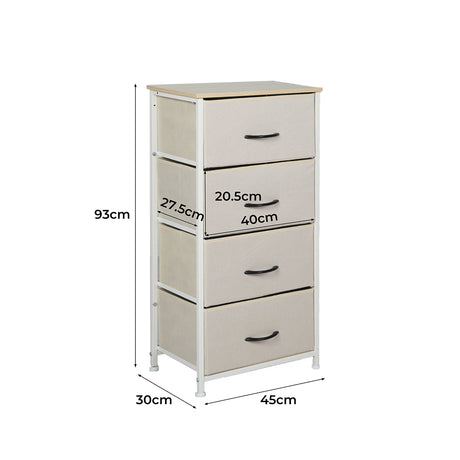 Levede Storage Cabinet Tower Chest Beige-2006733262801735682