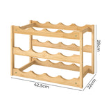 Toque Natural Bamboo Wine Rack 12 Bottles Organizer - Front View
