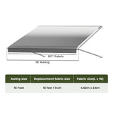 Manan 16FT RV Awning Fabric Replacement 18.05oz Caravan - Front View