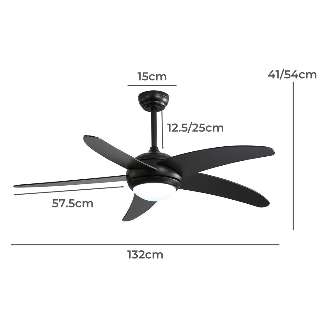 Spector 52'' Ceiling Fan LED Light DC Black-2018816901500768258