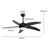 Spector 52'' Ceiling Fan LED Light DC Black - Front View