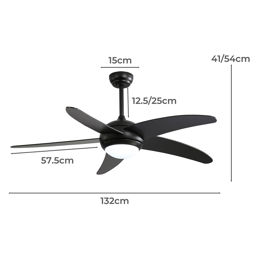 Spector 52'' Ceiling Fan LED Light DC Black-2018816901500768258