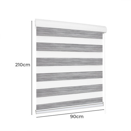 Marlow Blackout Zebra Roller Blind Curtains 90x210 Grey-2018816733489532930