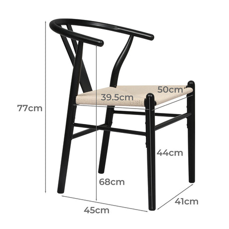 Levede 6x Dining Chairs Wooden Hans Black-2018816932366651394