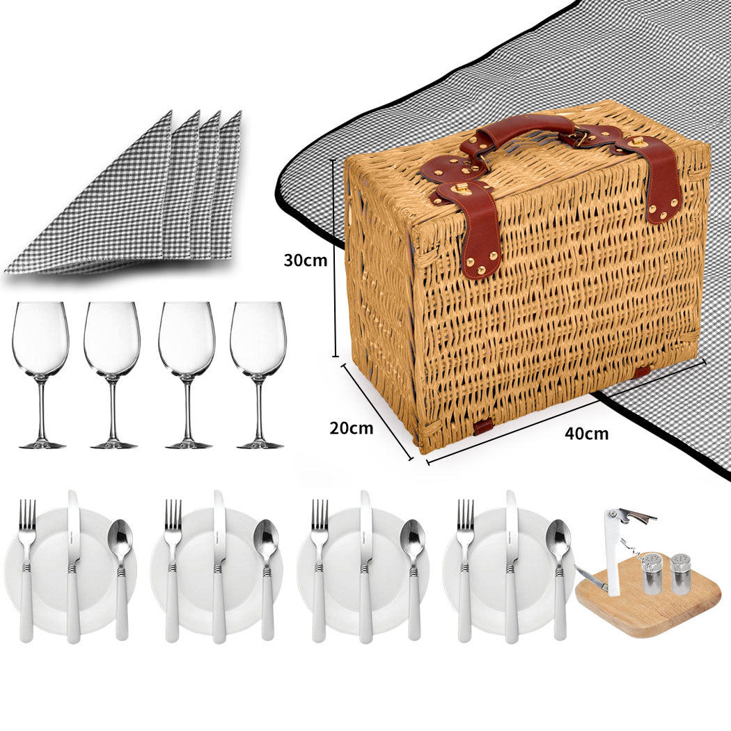 4 Person Picnic Basket Baskets Set Outdoor-2006732947310383106