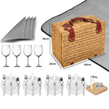 4 Person Picnic Basket Baskets Set Outdoor - Front View