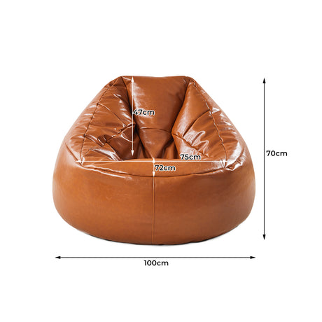 Marlow Bean Bag Chair Cover PU Couch Tan-2006733313246629890