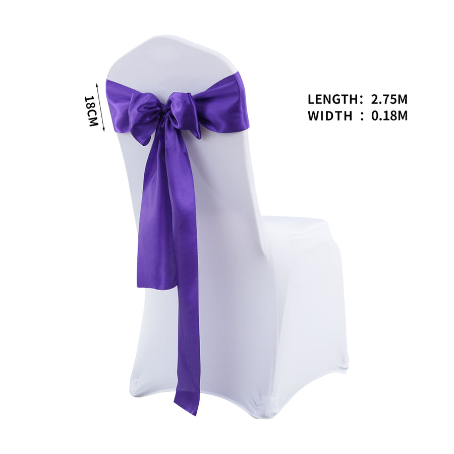20x Table Runner Satin Chair Sashes Eggplant-2018816626832576514