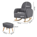 Levede Fleece Rocking Chair with footstool - Front View