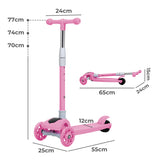 Bopeep Foldable Kids Scooter LED Music Pink - Front View