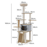 Pawz Cat Tree Tower Large Scratcher Condo House 160cm - Front View